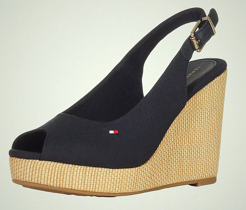 Tommy Hilfiger Damen Iconic Elena Keilsandaletten Slingback Schuhe Keilsandalen