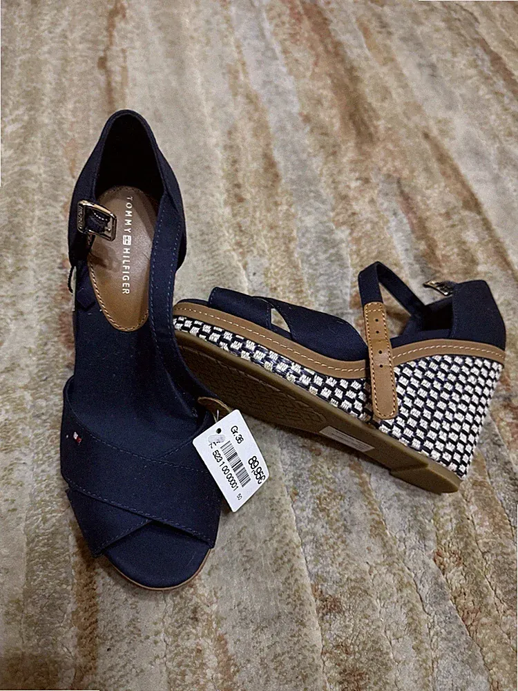 Tommy Hilfiger Damen Keilabsatz Sandalen Dunkelblau Gr.36 Neu