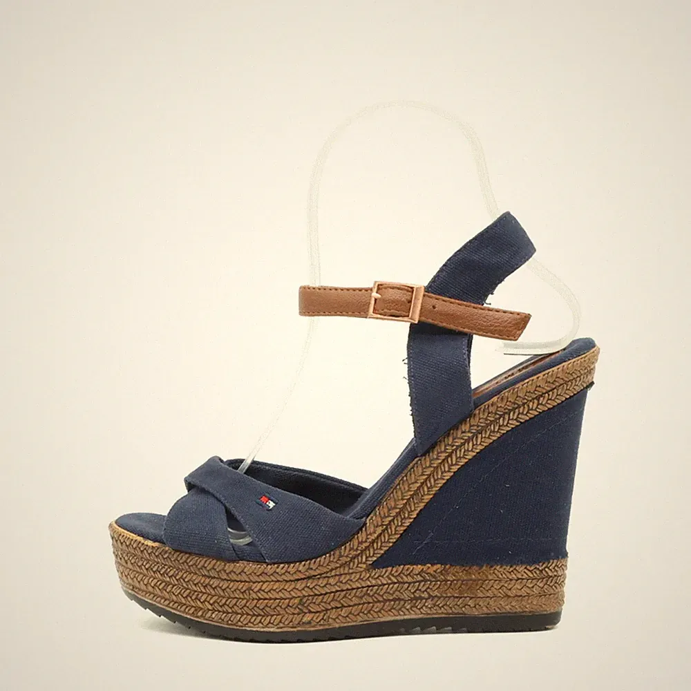 Tommy Hilfiger Damen Sandalen EU 37 Wedges Blau Keilabsatz