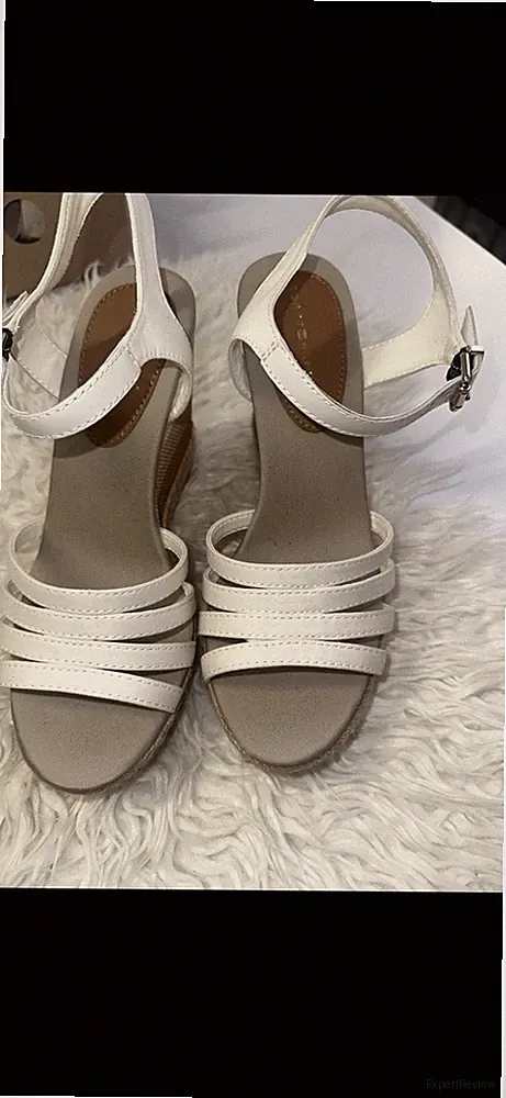 Tommy Hilfiger Damen Sandalen Weiß Gr. 37 Keilabsatz Riemchen Schnalle