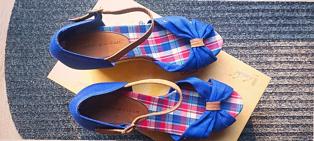 Tommy Hilfiger Emery Damen Keilabsatz Sandalen hoch Blau Karo EU 40