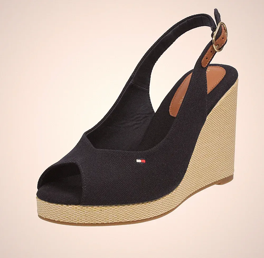 Tommy Hilfiger Flag High Wedge - Sandalen mit blauem Keilabsatz - Größe 37 [23,5 cm]