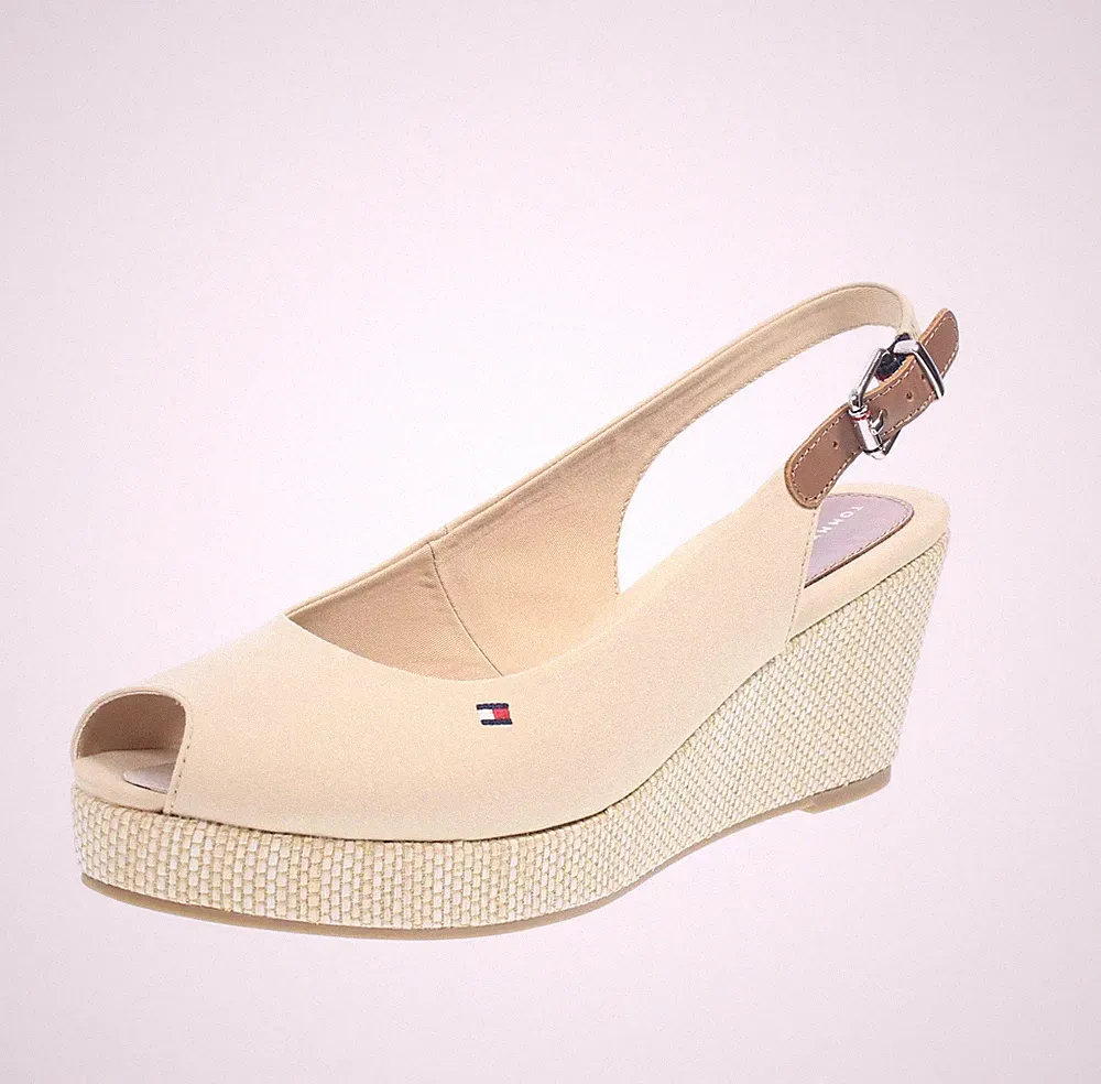 Tommy Hilfiger Iconic Elba Sling Back Wedge - Sandalen mit Keilabsatz Sand - Größe