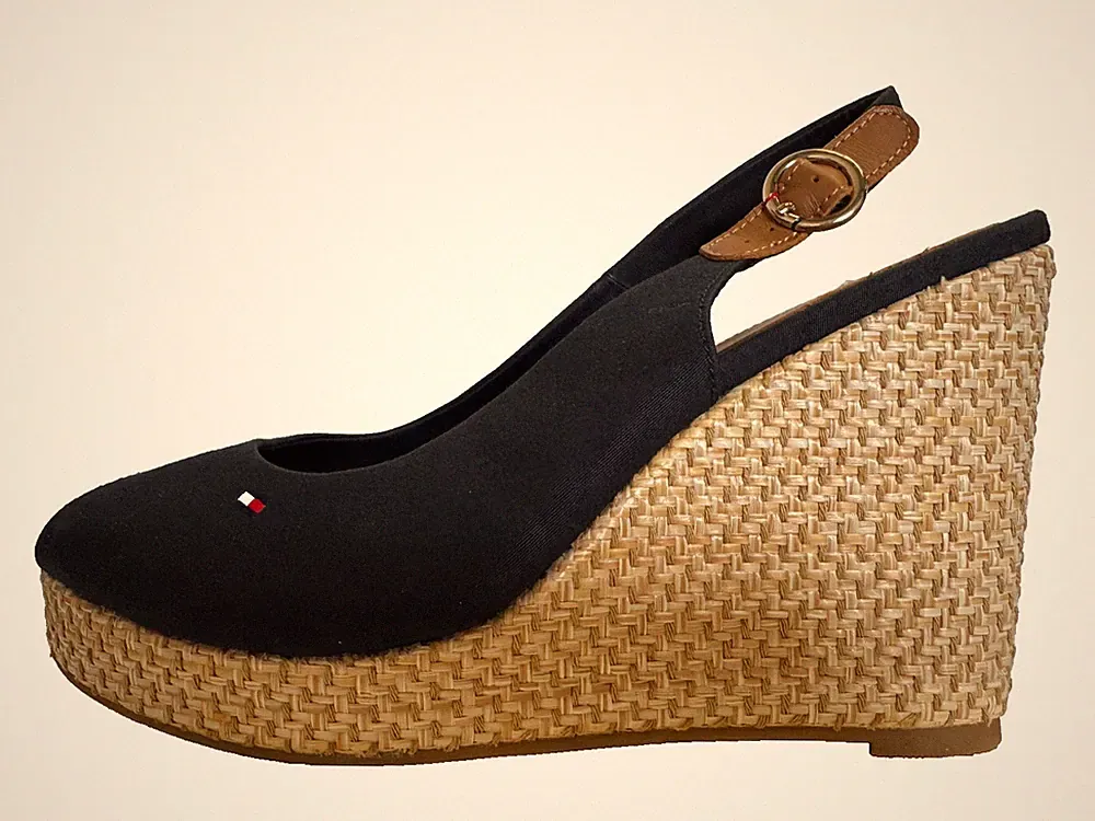 Tommy Hilfiger Iconic Elena Slingback Keil Sandalen Damen Schwarz UK 5 EU 38
