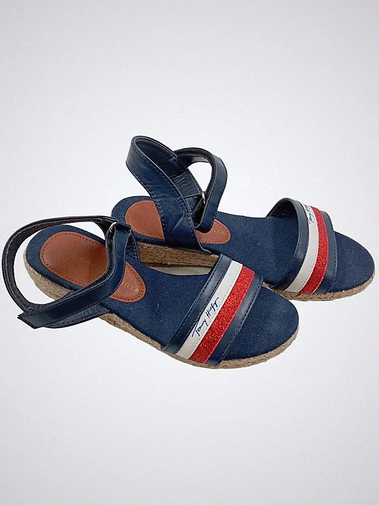 Tommy Hilfiger Sandalen Keilabsatz Riemchen Blau Maritim Gr. 33