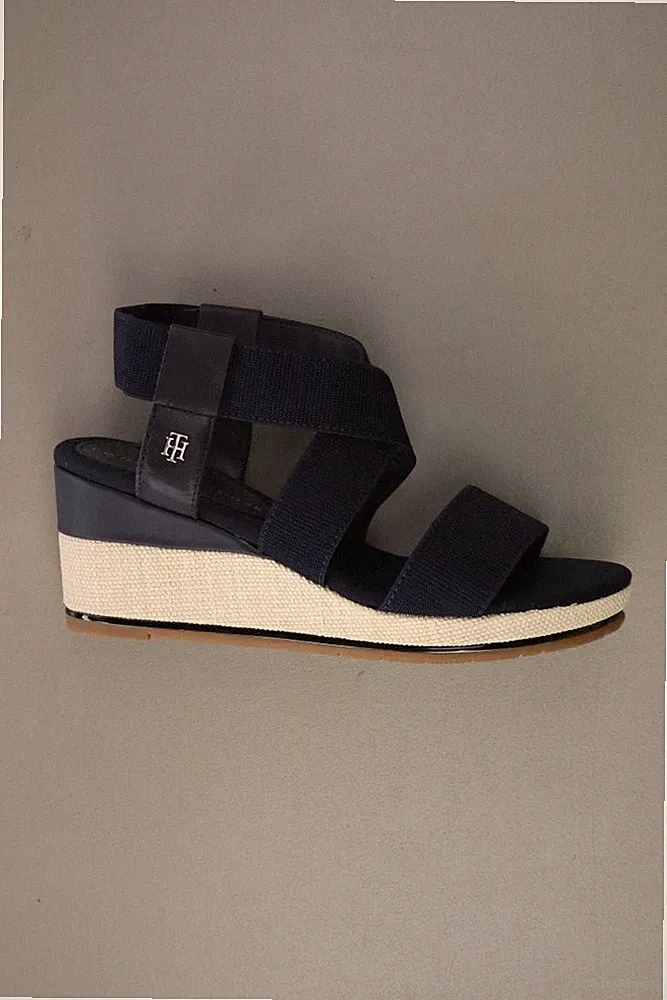 ⭐ Tommy Hilfiger Sandaletten mit Keilabsatz für Damen Gr. 37 neuwertig blau ⭐