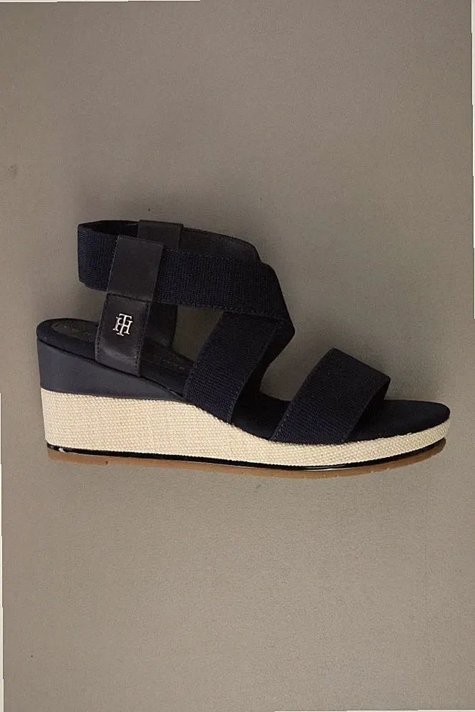 ⭐ Tommy Hilfiger Sandaletten mit Keilabsatz für Damen Gr. 37 neuwertig blau ⭐