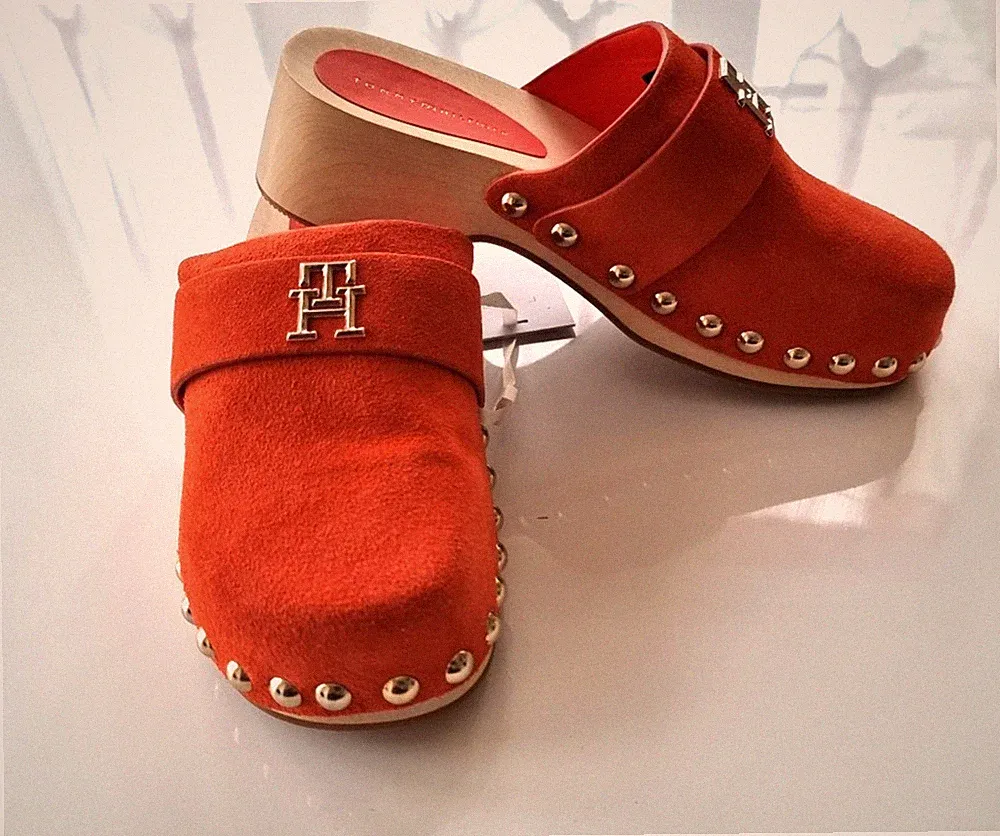 Tommy Hilfiger Wildleder Clogs orange Gr.37