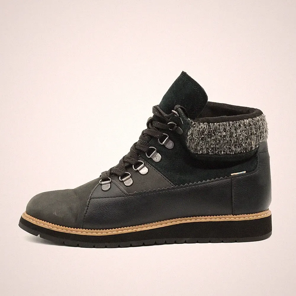 TOMS Damen Wanderstiefel Stiefel Schwarz Grau Leder Sohle Boots EU 38.5