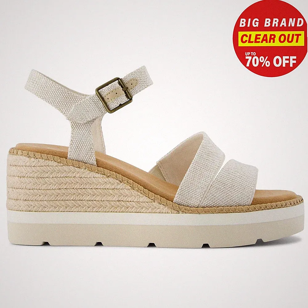 Toms Darya Damen Sandalen Keilabsatz Plattform Sommer Riemchen Beige Natur