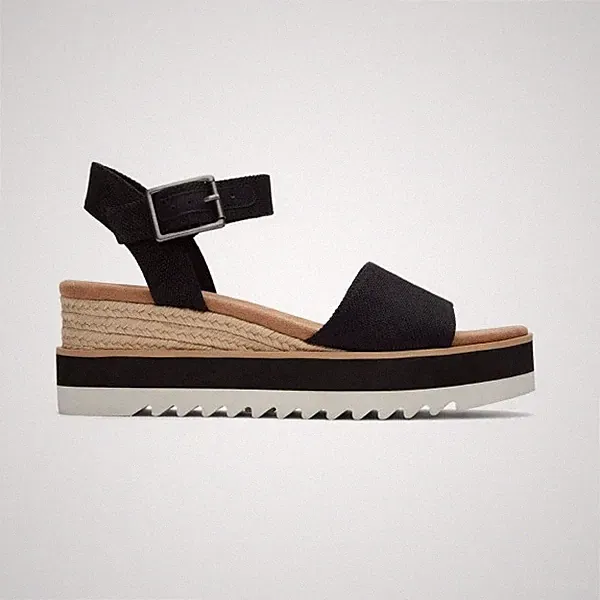 Toms Diana bequeme Damen-Sandalen Polyester Schnalle Keilabsatz
