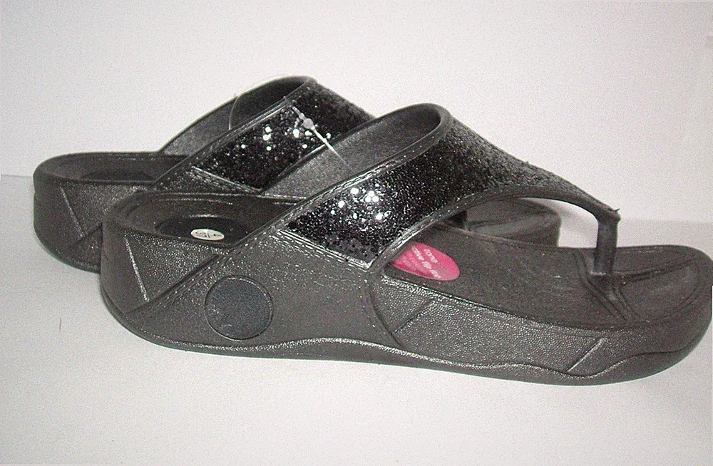 TONETIME ACTIVE WALKERS GRÖSSE 3 4 5 6 7 8 SCHWARZ GETÖNTE FLIP FLOPS SANDALEN SCHUHE