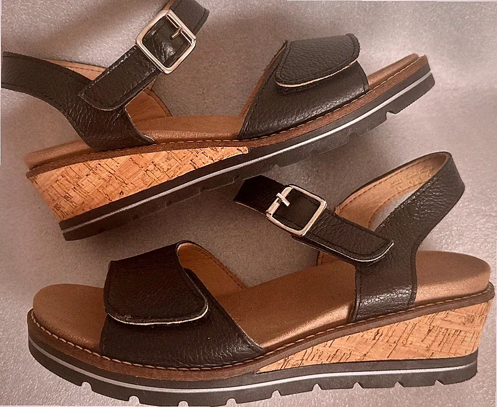 TOP SCHÖNE Sandalen ELENA EDEN Gr.37-38 H Leder Schwarz Klettverschluß