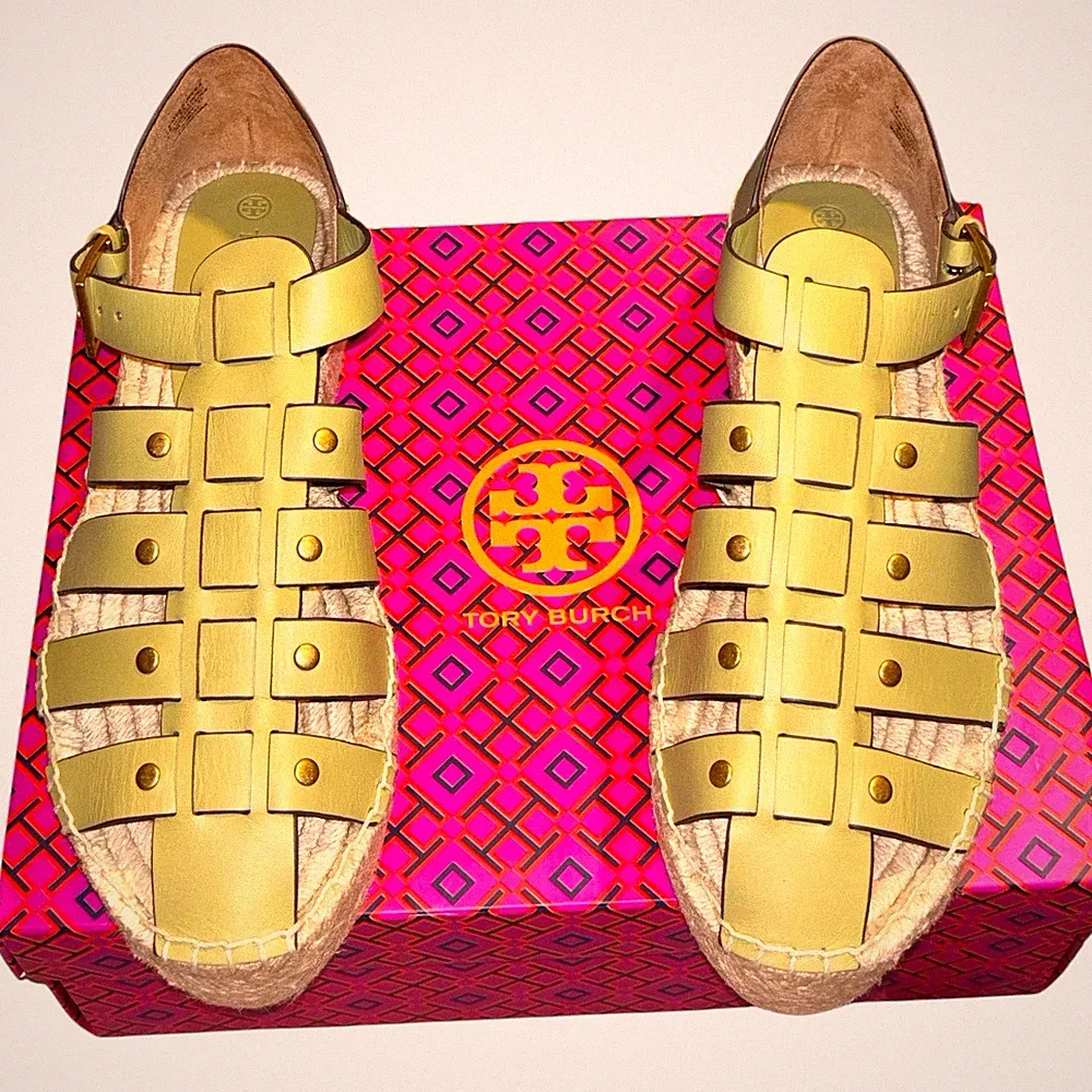 Tory Burch Fisherman Flatform Espadrille UK 7,5 US 10 Pistazie Damen Plateau