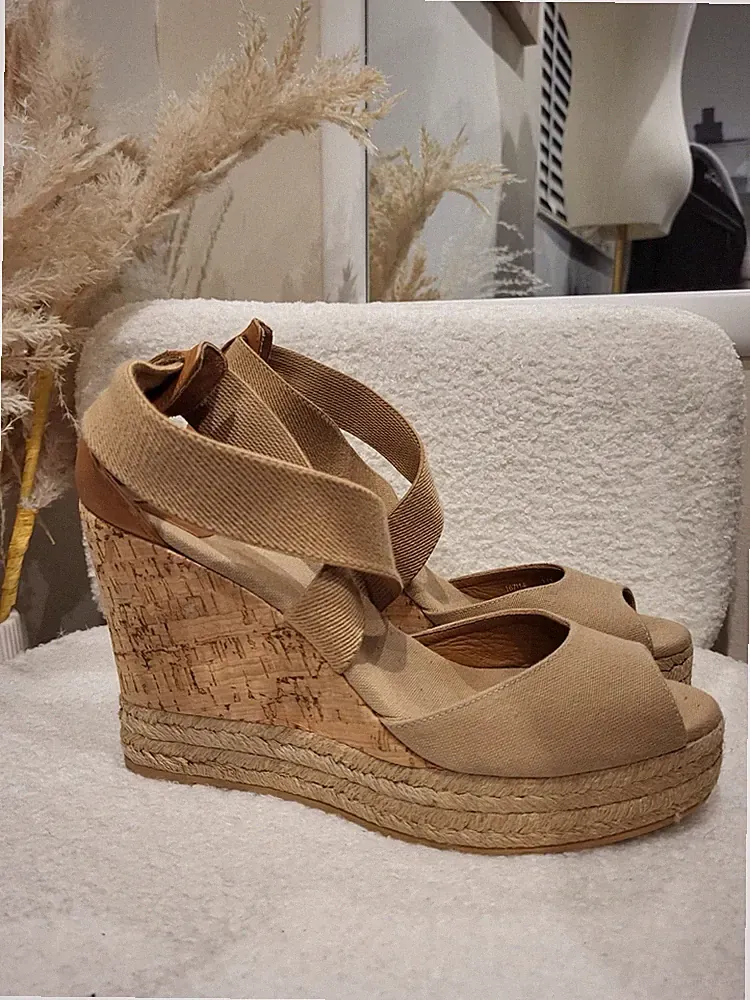 Tory Burch Frieda Plateau Espadrille Keilabsatz Sandalen Größe US 10 UK 8