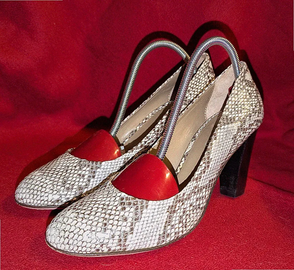 TOSI VANNINO Damen LEDER Pumps 37 Schlangenhaut-Muster grau/weiß
