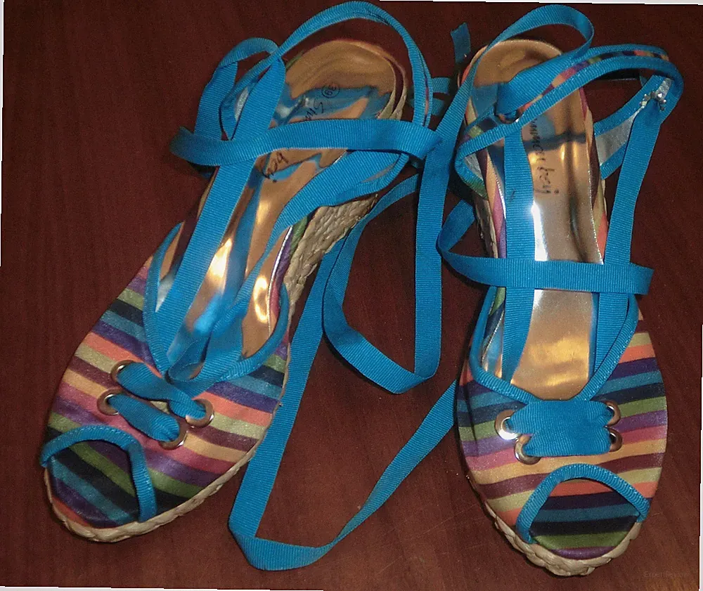 Baumwollmischung Keilabsatz Sandalen