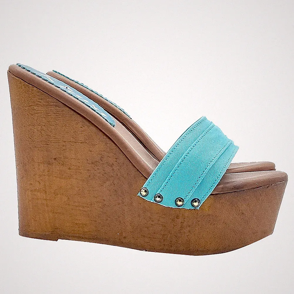 Türkis Damenschuhe Keilabsatz 13 - Made in Italy - KZ3101 TÜRKIS