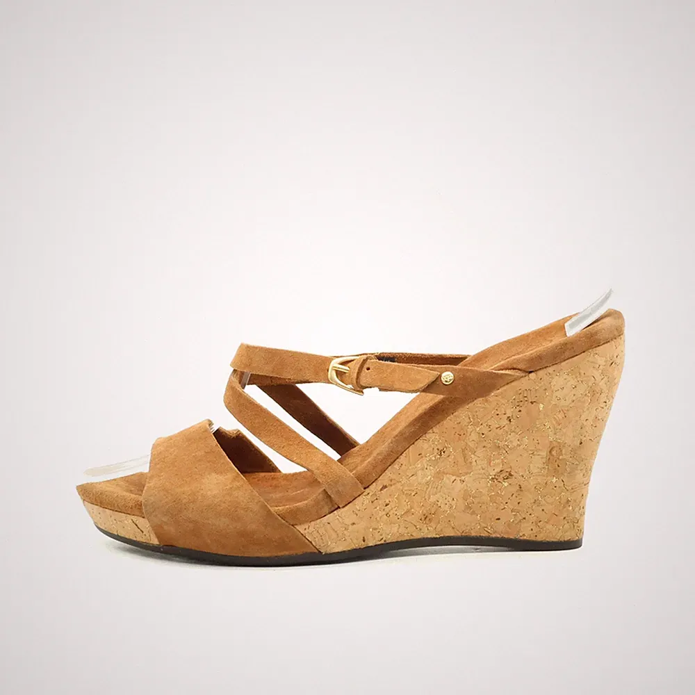 UGG Australia Damen Sandalen EU 38.5 Braun Wildleder Gepolstert Keilsandalen