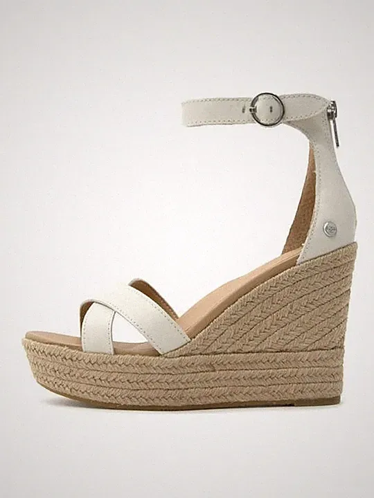 UGG Damen Schuhe Keilabsatz Sandalen Espadrilles Ezrah Damenplattformen Weiß 37