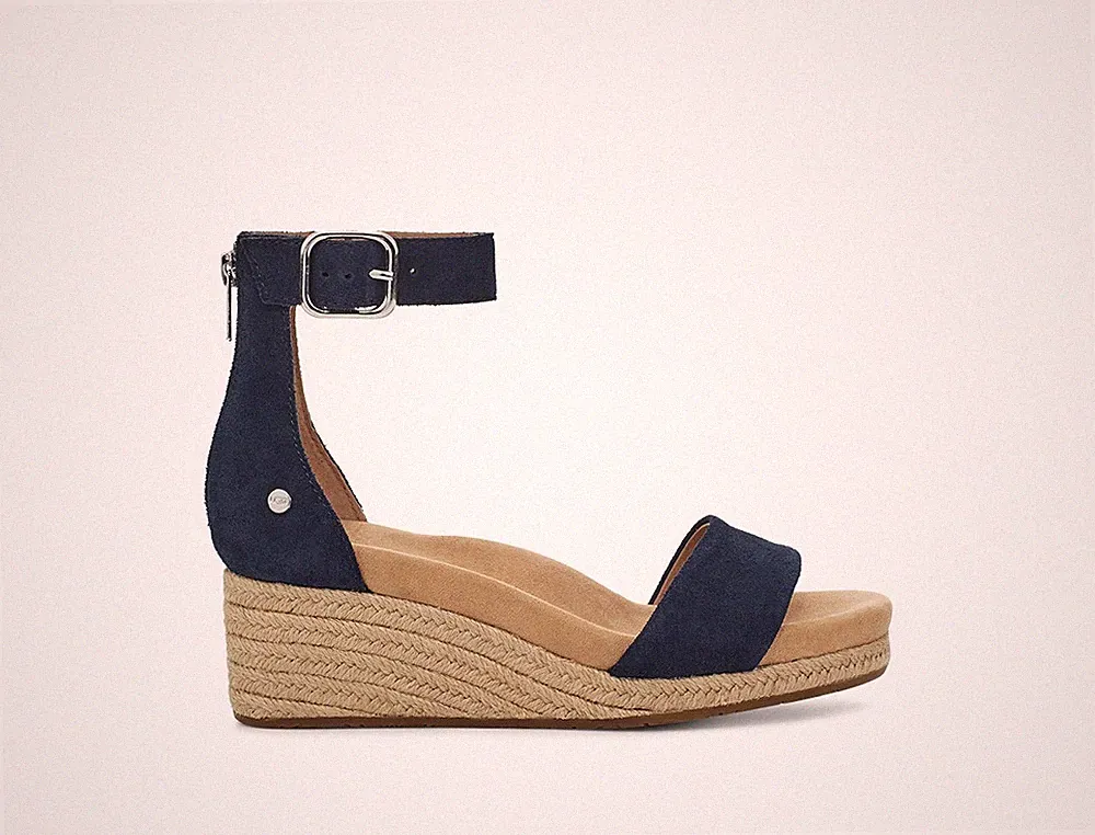 UGG Damen Schuhe Keilabsatz Sandalen Espadrilles W Zoe II 1111075 Blau EU 36 NEU