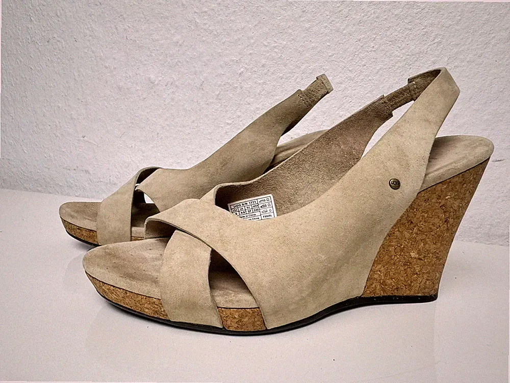 Ugg Wedges Plateau Sandalen Sandalette 37 High Heels Schuhe Leder 6170