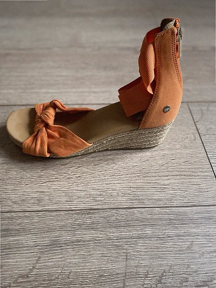UGG Yarrow Damen Sandalen Espadrille Orange Keilsohle UK 5 EU 38