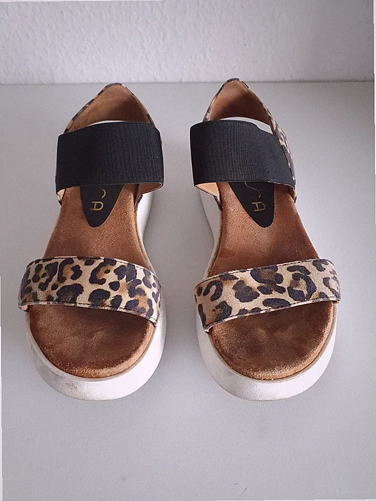 Unisa Damen Leder Sandale Sandalette Mehrfarbig Tierdruck Gr. EUR 37