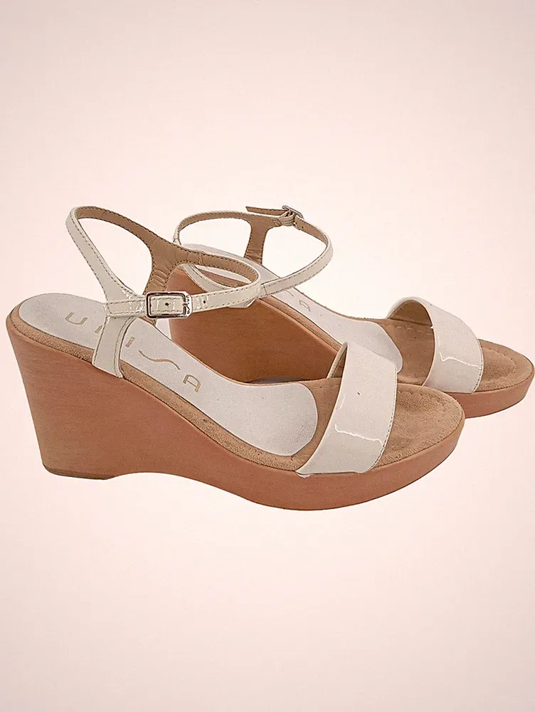 Unisa Sandaletten Damen Keilabsatz Elegant Weiß Gr. 37 Riemchensandalen