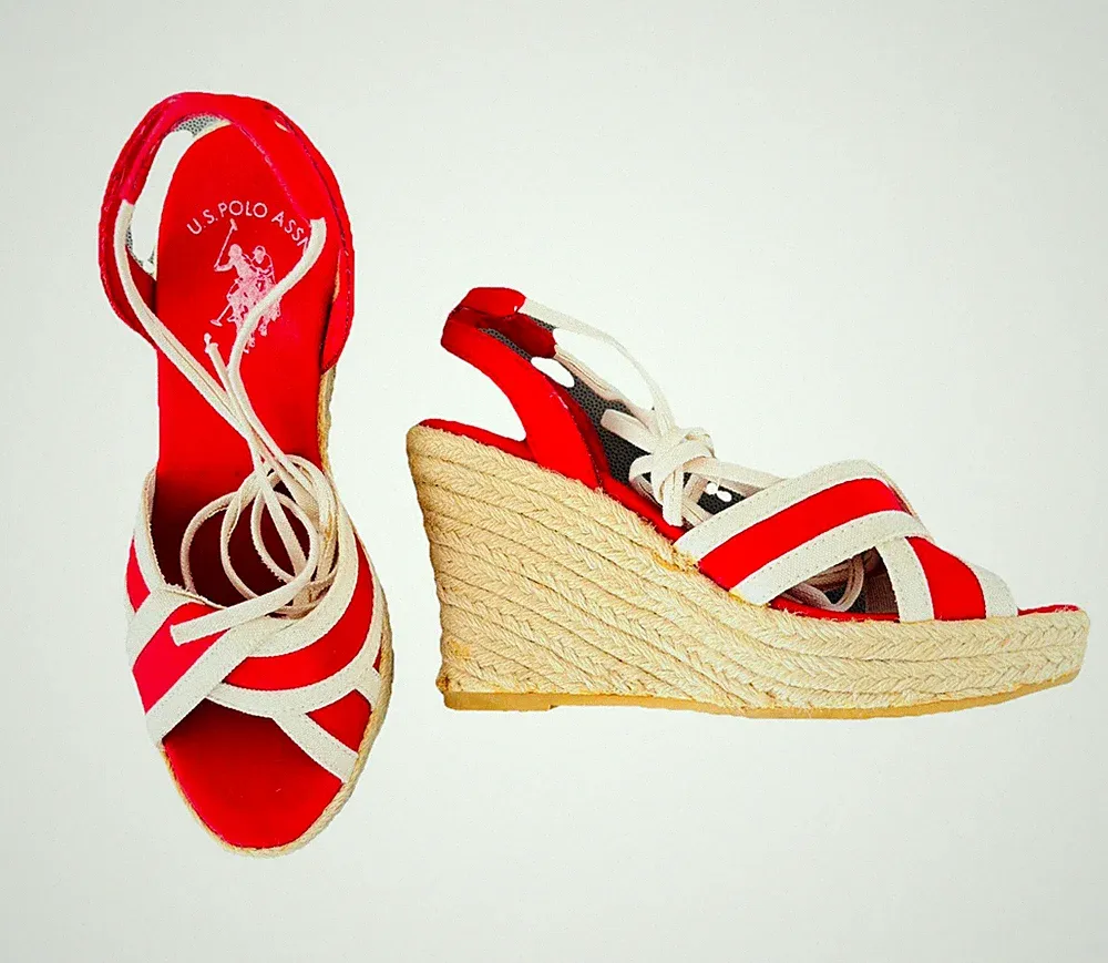 US POLO ASSN Sandalen Sandaletten Keil / Plateau Wedges Pumps 36 rot