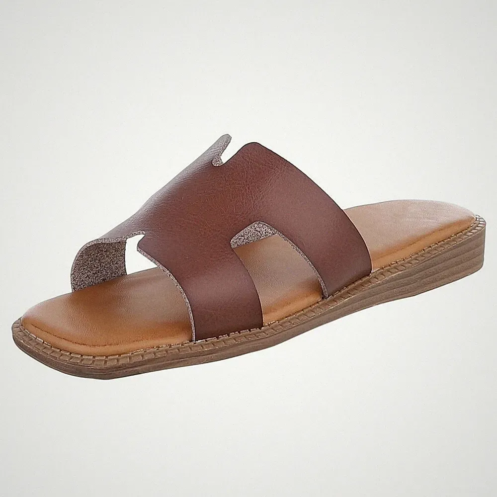 Used Look Damen Mules mit Offener Ferse Ital-Design 3784 in Dunkelbraun