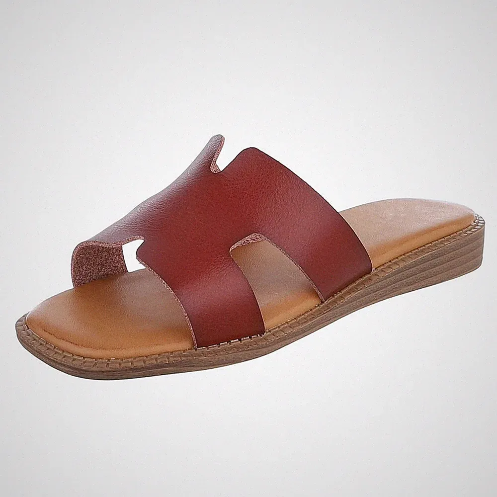 Used Look Damen Mules mit Offener Ferse Ital-Design 8024 in Braun