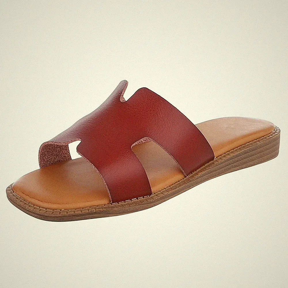 Used Look Damen Mules mit Offener Ferse Ital-Design 8024 in Braun
