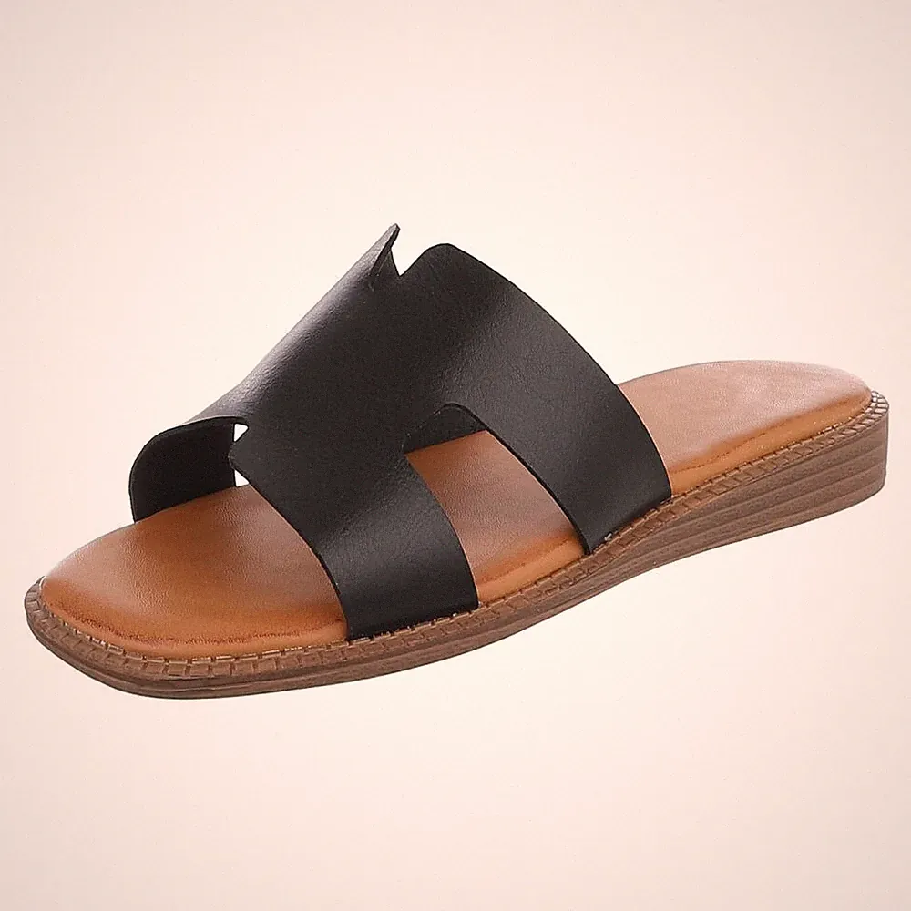 Used Look Damen Mules mit Offener Ferse Ital-Design 9390 in Schwarz