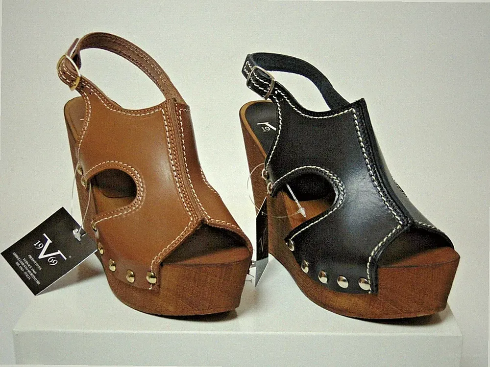V1969 Italia Damen Leder Plateau Designer Sandalen