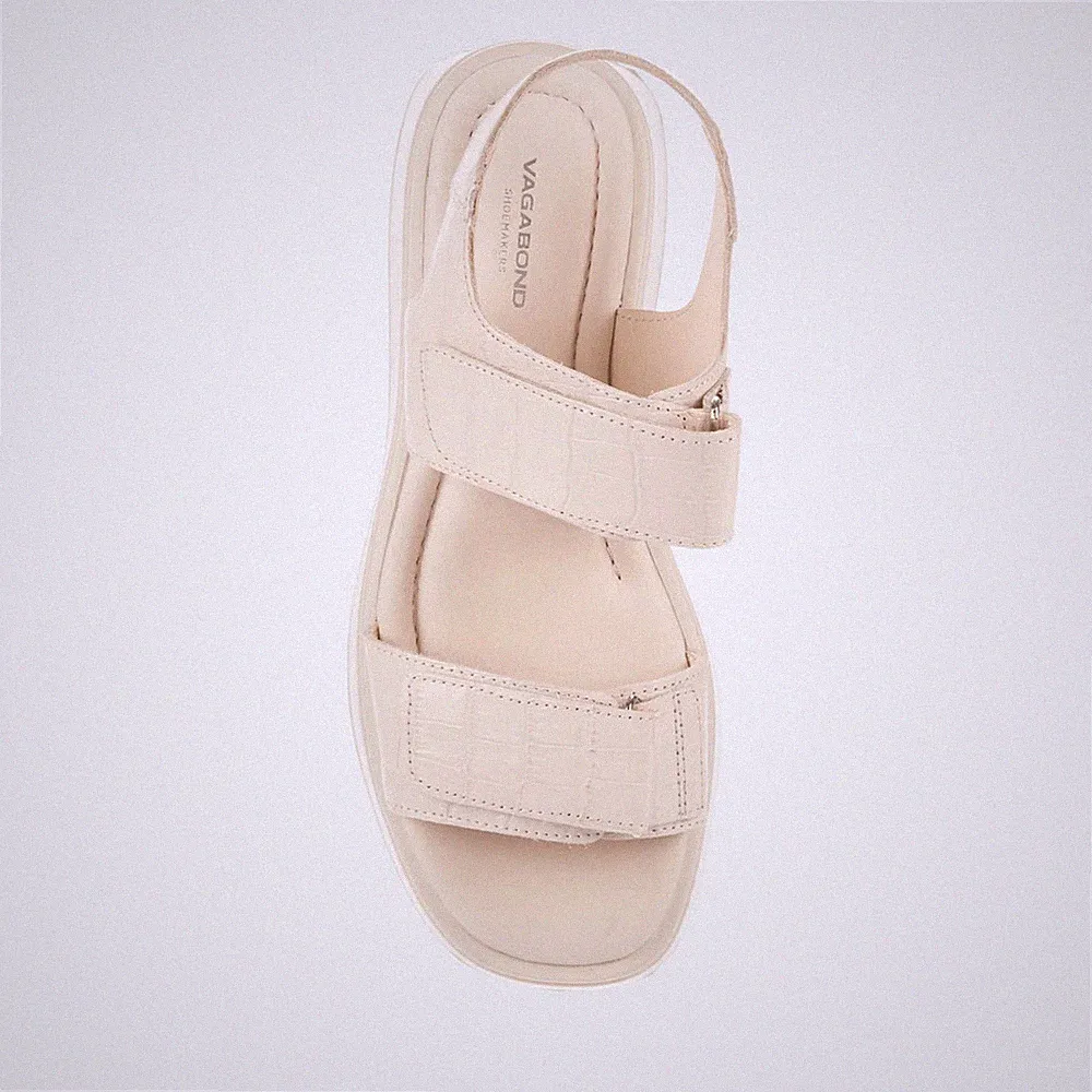 Vagabond Courtney Damen-Sandalen geprägtes Leder doppelter Riemen ─ cremeweiß