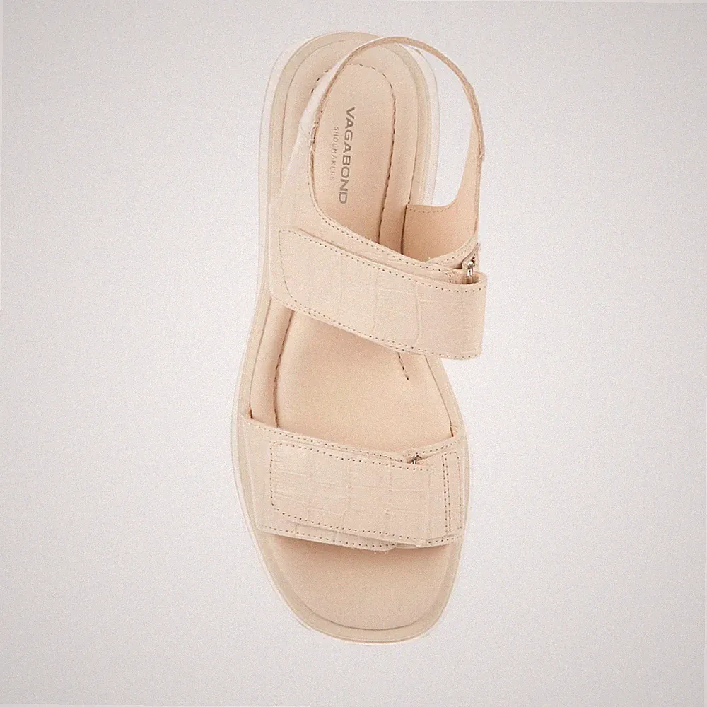 Vagabond Courtney Damen-Sandalen geprägtes Leder doppelter Riemen ─ cremeweiß (...