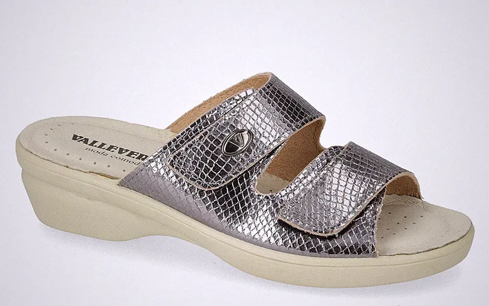 Valleverde 25312A Leder Zinn Keilabsatz Hausschuhe 4,5 cm Made in Italy