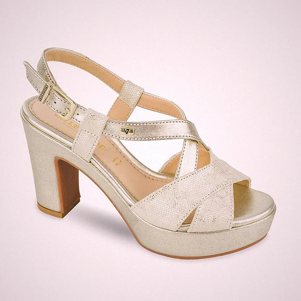 Valleverde 32522 Sandalen Leder Platin Absatz 10 cm Made in Italy