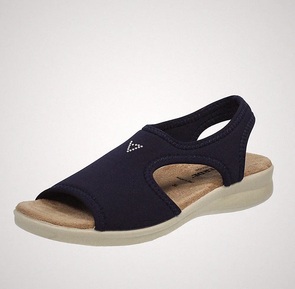 Valleverde Komfort Sandalen mit niedrigem Keilabsatz blau - Größe 38 [24,4 cm] Damenschuhe