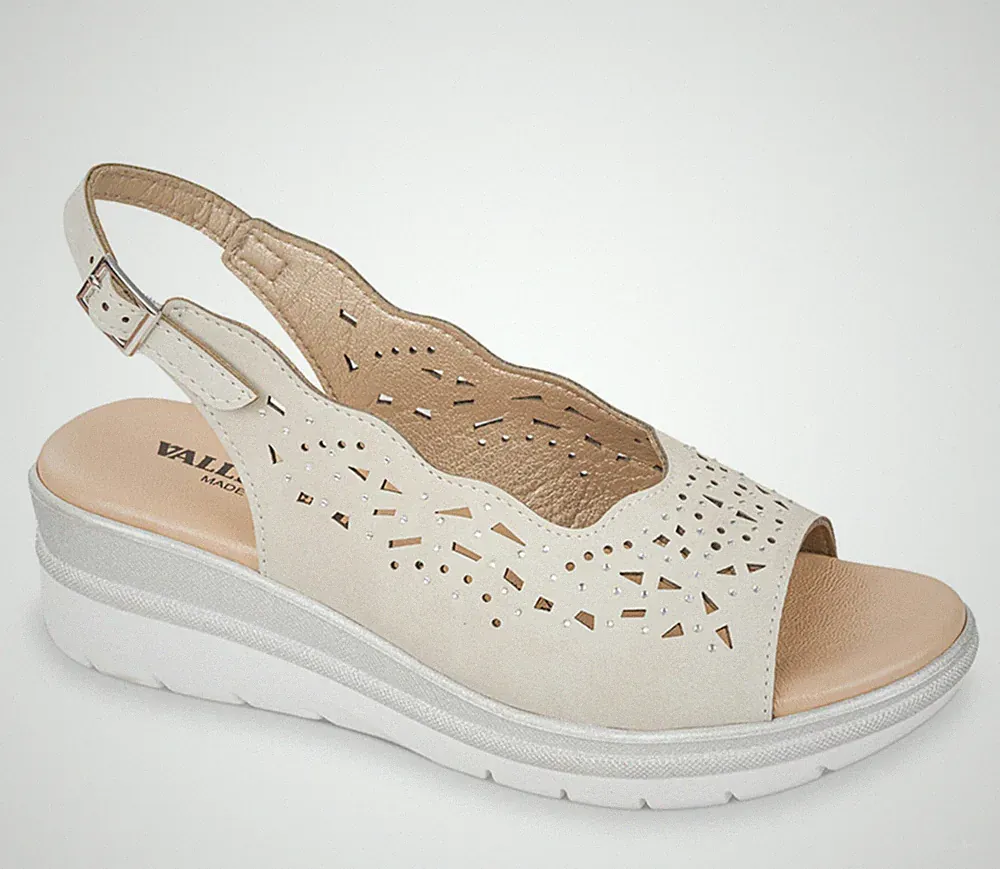Valleverde Sandalen 55564 Leder Ice Keilabsatz 4,5 cm Made in Italy