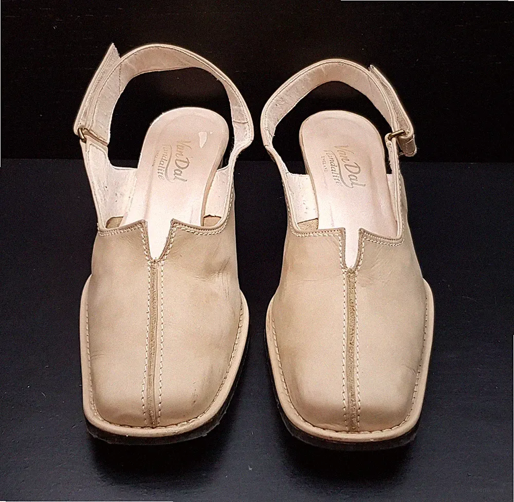 Van Dal 5,5 UK EUR 38,5 DAMEN BEIGE NUBUKLEDER NIEDRIGER KEILABSATZ SLINGBACK SANDALEN SCHUHE