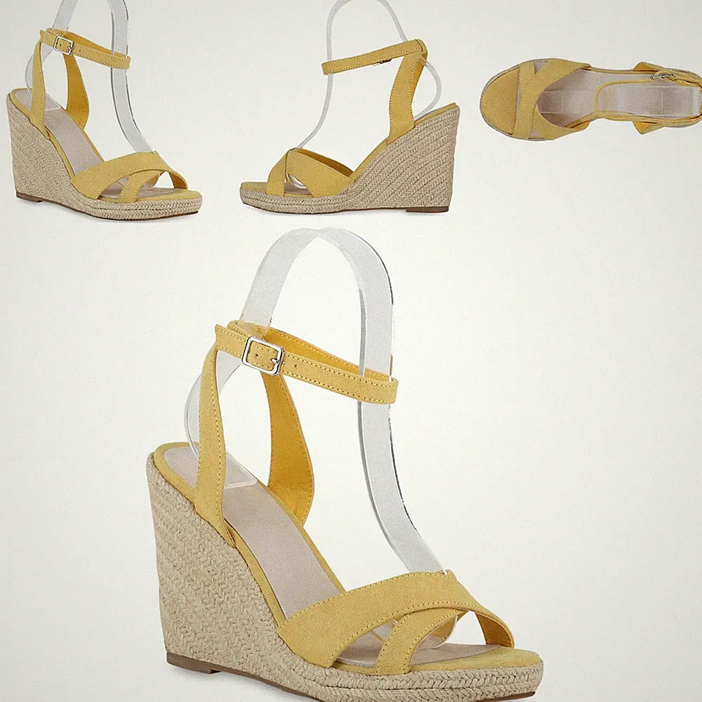 VAN HILL Damen Keilsandaletten Bast Plateau Sandaletten Hoher Absatz Trendy