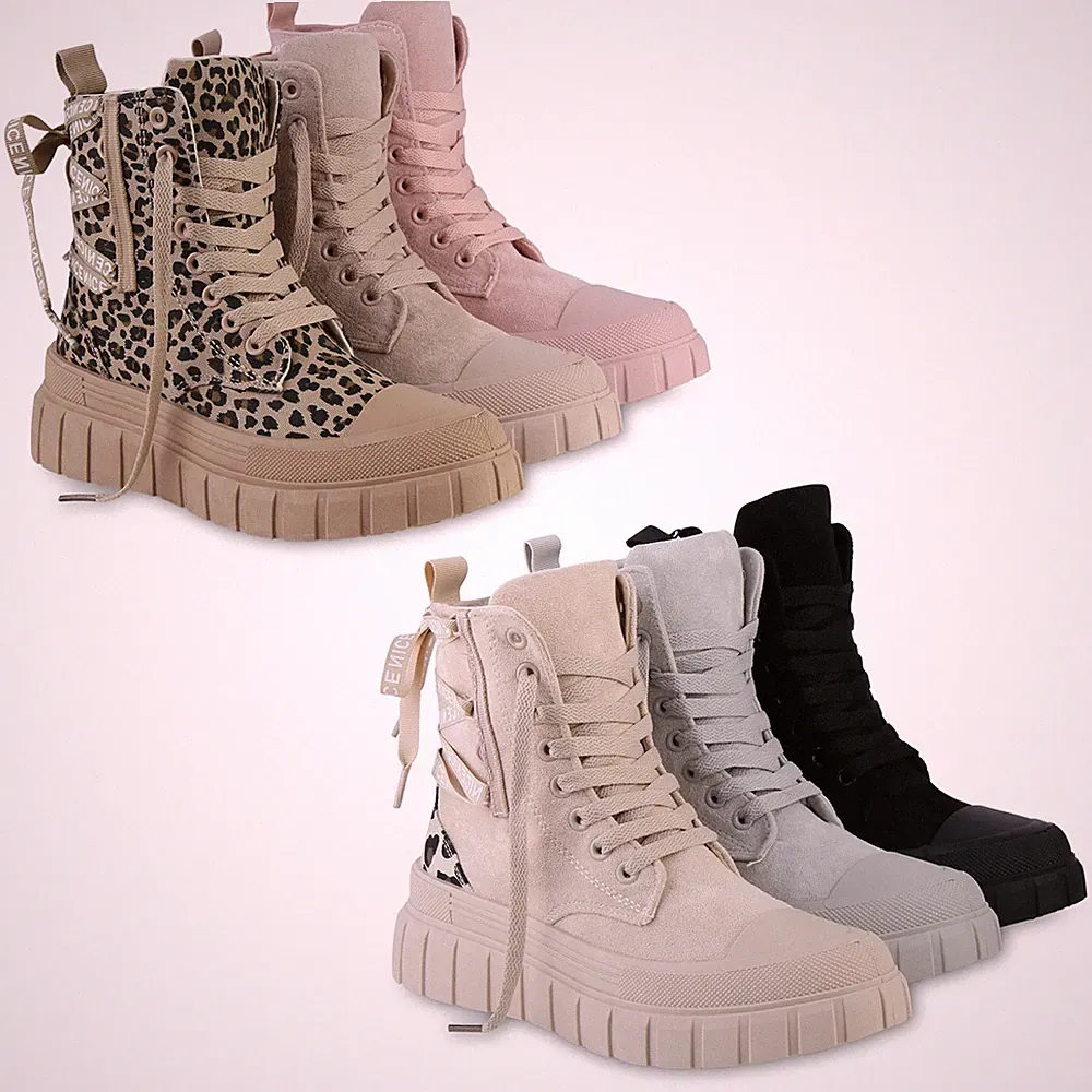 VAN HILL Damen Sneaker High Keilabsatz Plateau Grace Schnürung Reißverschluss