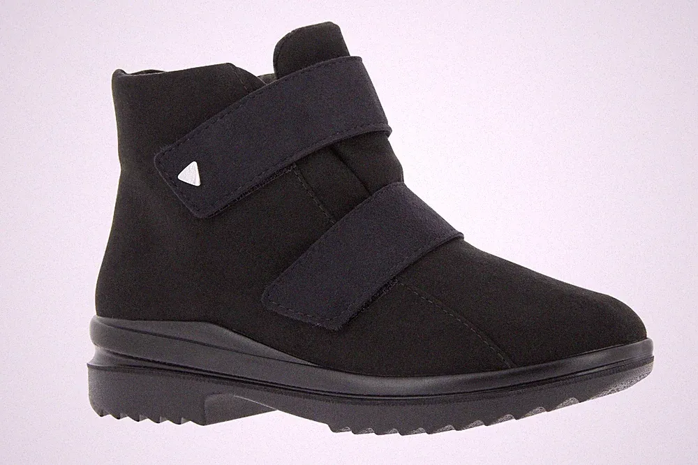 VAROMED Damen-Winter-Stiefel mit Klettverschluss in Überweite K Schurwollfutte