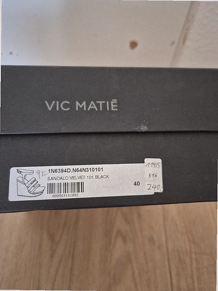 Vic Matié Damen Keilsandalen Leder Schwarz Keilabsatz hoch Korkoptik EU 40