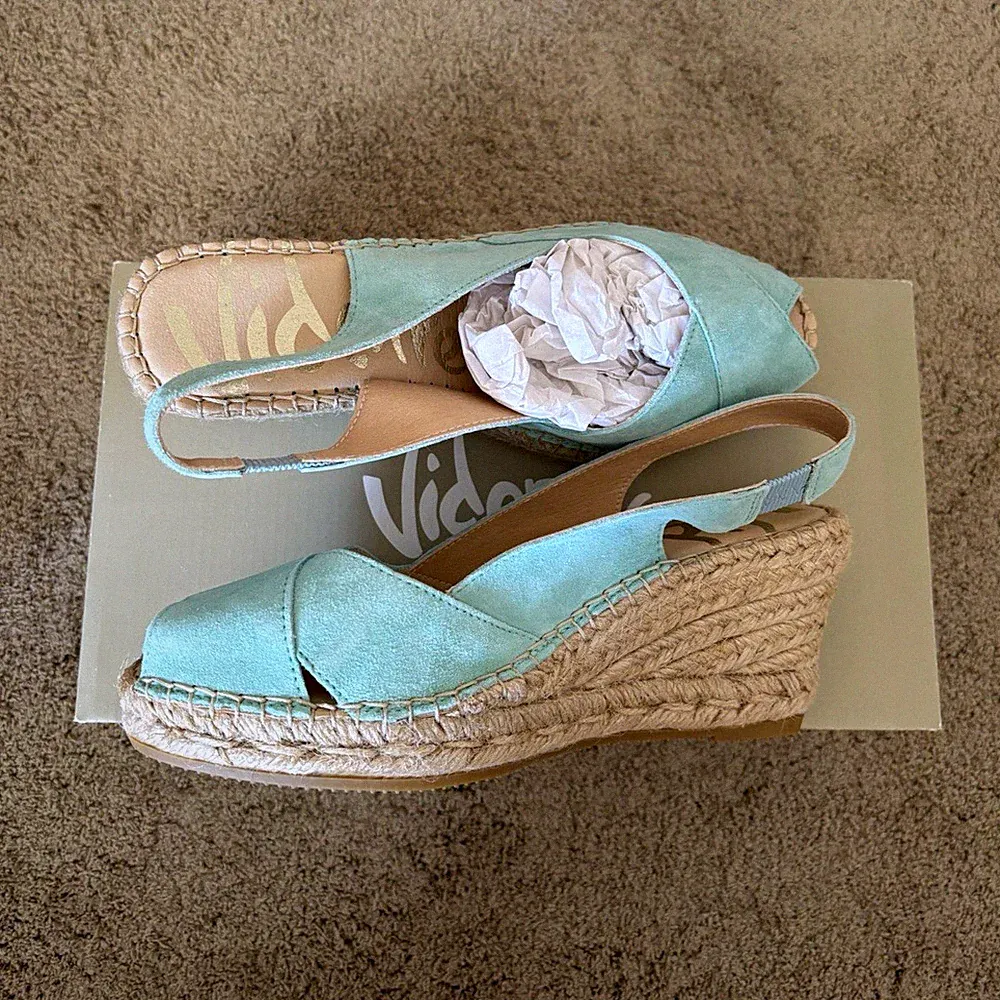 Vidorreta Damen Espadrille-Sandalen Keilabsatz Wildleder türkis 36