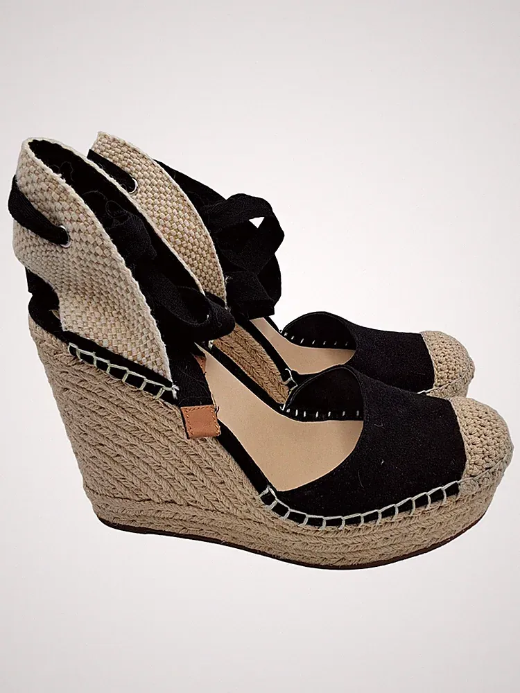 Vince Camuto Espadrilles Wedge Damen Keilabsatz Textil Schwarz Gr. 37