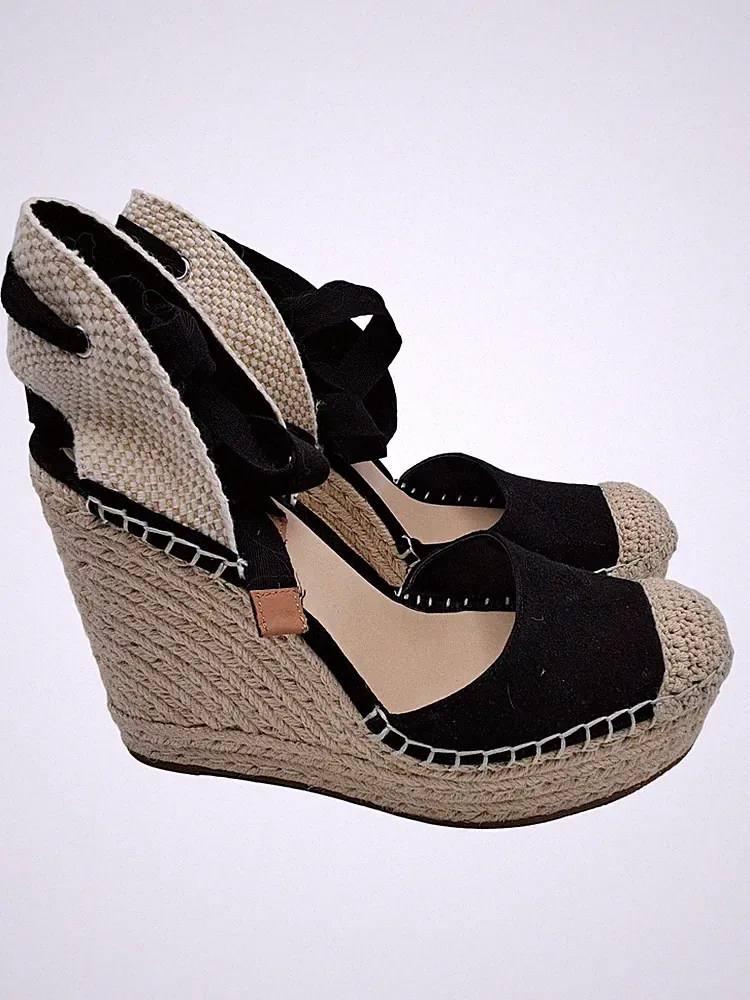 Vince Camuto Espadrilles Wedge Damen Keilabsatz Textil Schwarz Gr. 37