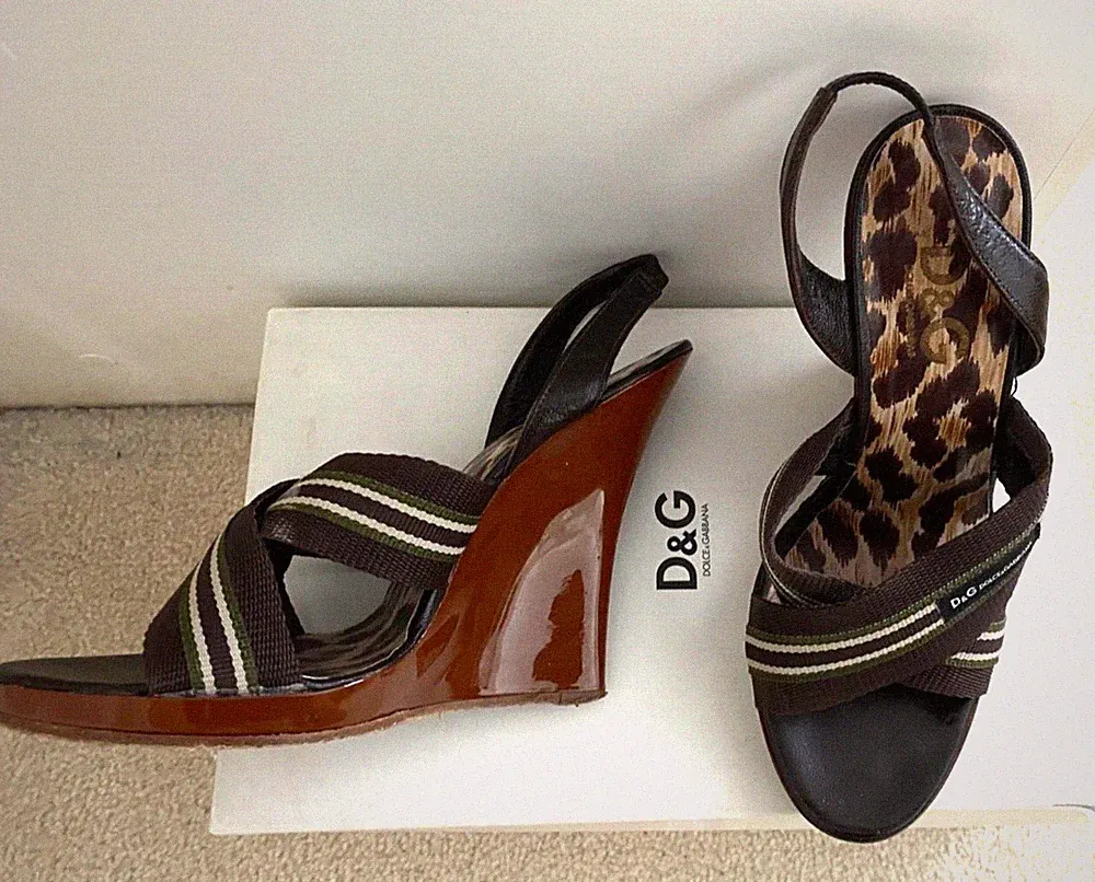 Vintage D&G Dolce & Gabbana Keilabsatz Riemchen Größe 37 M